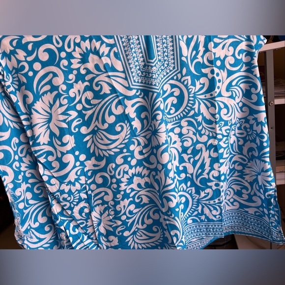 Free People Women's Bella Printed Tunic Blouse Long Sleeve Light Blue Size XL - Picture 4 of 16